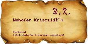 Wehofer Krisztián névjegykártya